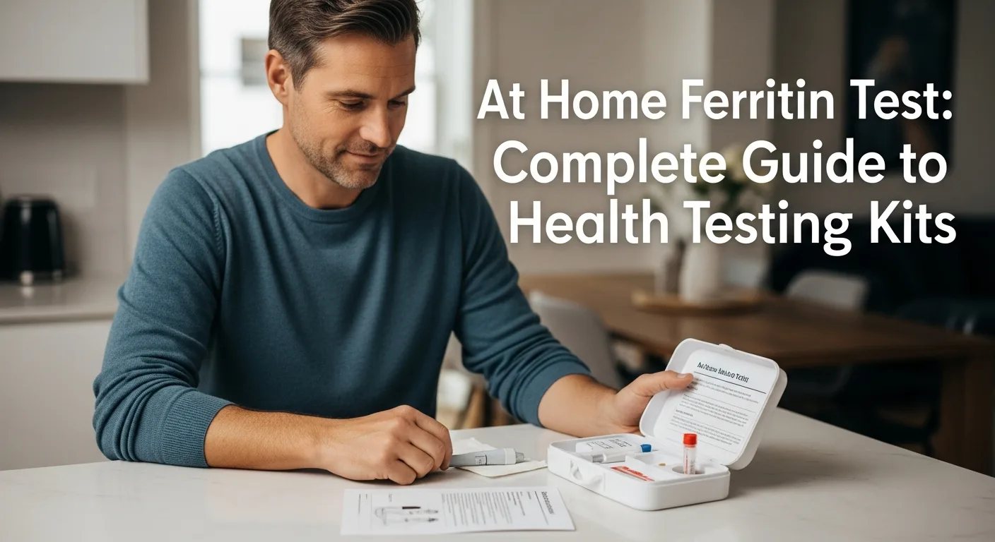 Man reviewing an At Home Ferritin Test: Complete Guide to Health Testing Kits, preparing to use the self-collection kit.