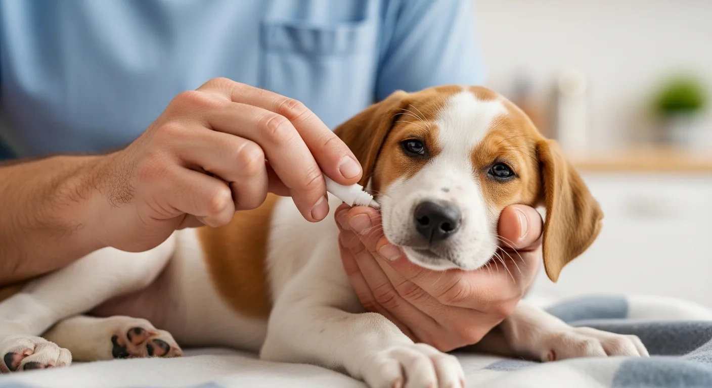 A vet applying ointment for Puppy Pyoderma Home Treatment: Canine Skin Health Guide.