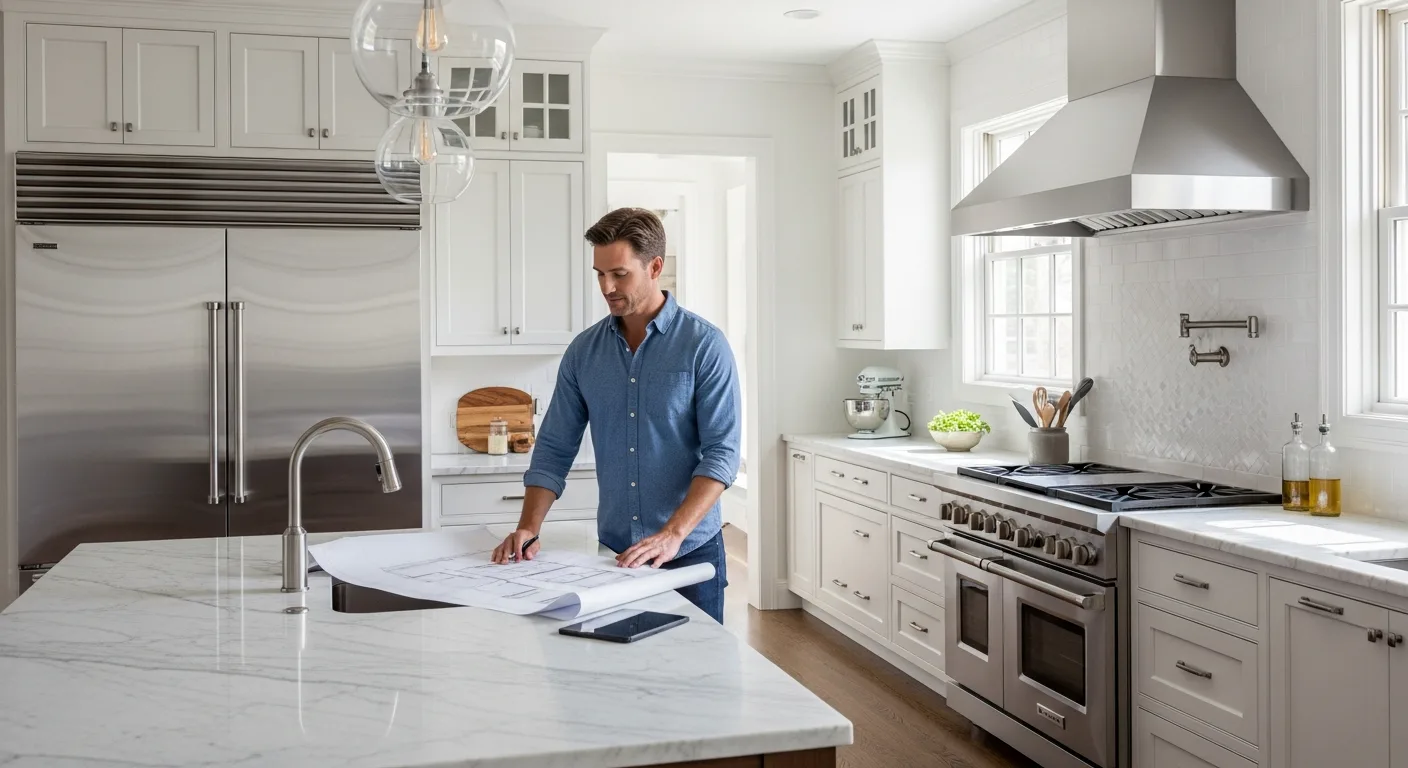 A bright, modern kitchen interior illustrating the average cost of kitchen remodel for homeowners.
