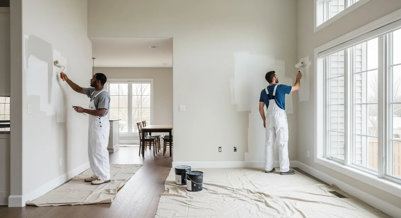 A professional interior renovation showing the cost to paint 1,500 sq ft house interior in 2026.