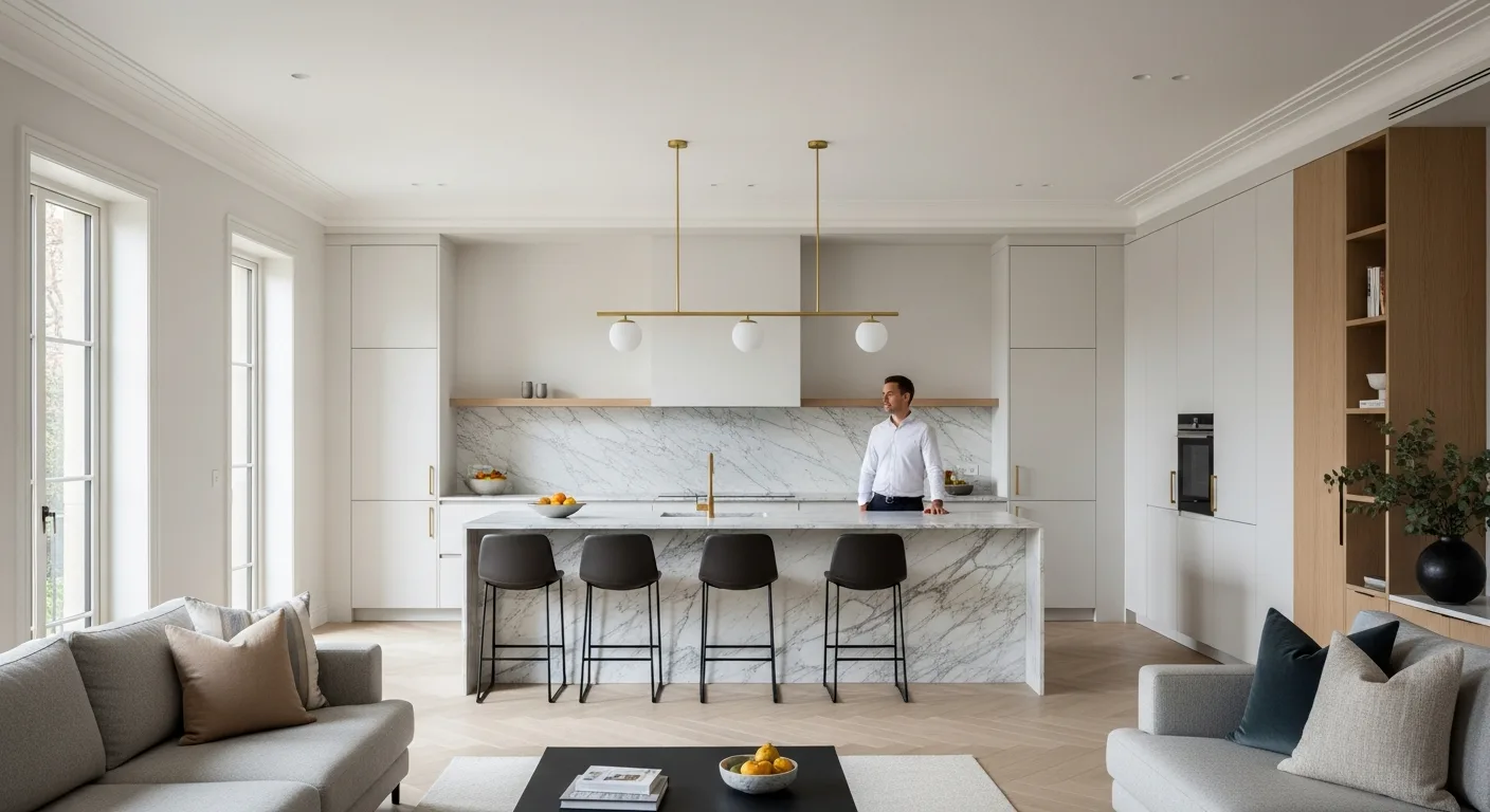 Modern open-concept interior showcasing luxury custom home remodeling trends for 2026.