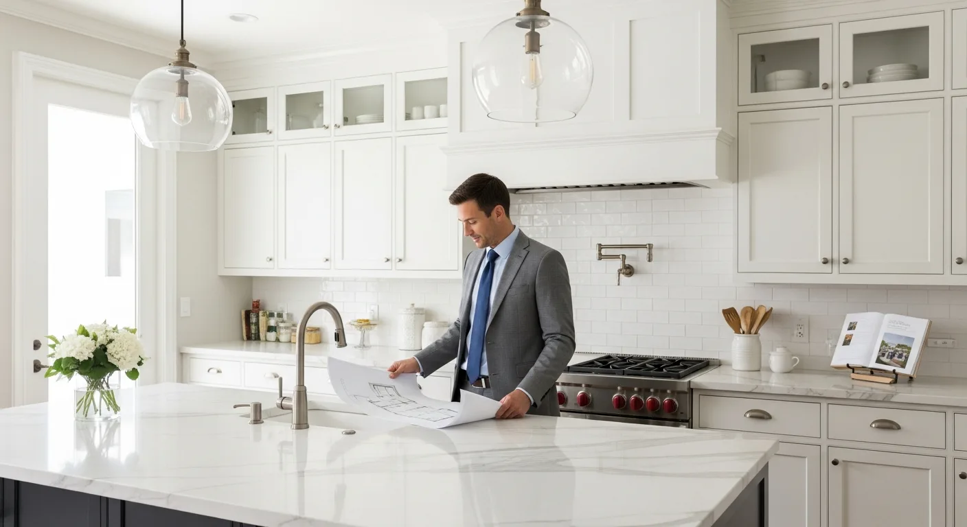 High-end kitchen with modern finishes showcasing value-adding custom home renovations.
