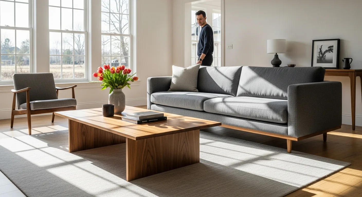 Elegant custom made furniture in a modern living room showcasing expert craftsmanship and timeless home investment.